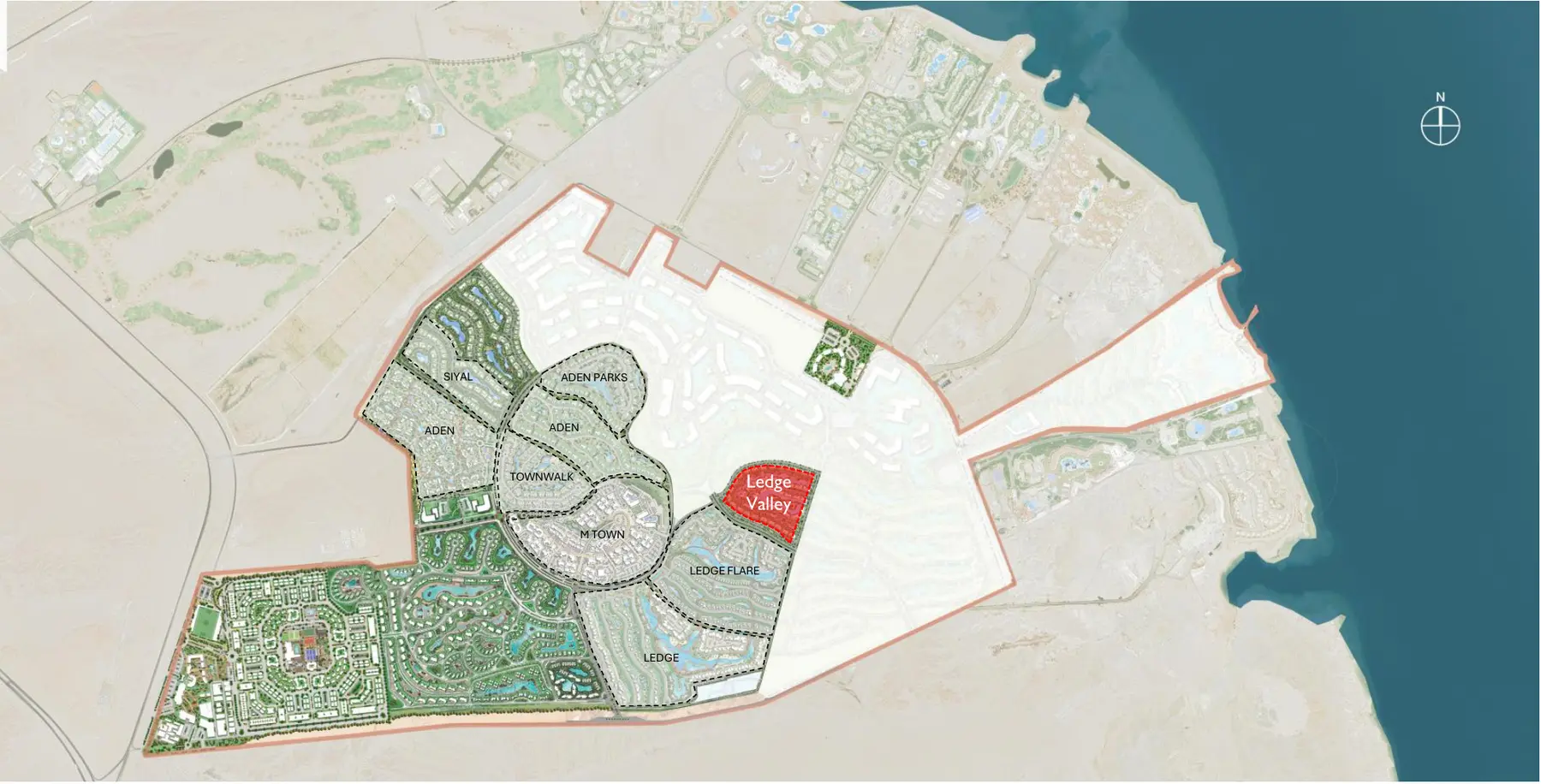 المخطط العام لمكادي هايتس وموقع Siyal و Aden Parks و Ledge Valley